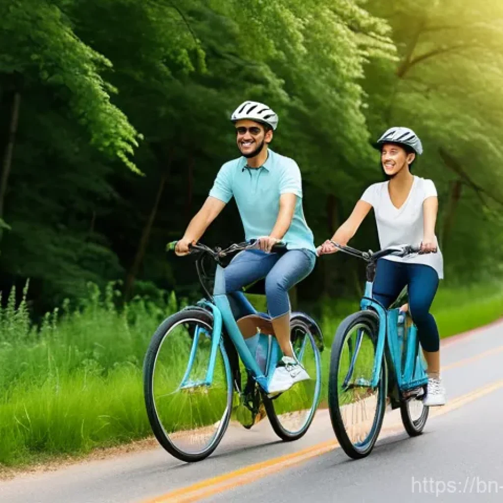 사이클링 로드 데이트 - **Prompt 1: A Serene Cycling Date through Nature**
    "A young couple, approximately in their mid-2...