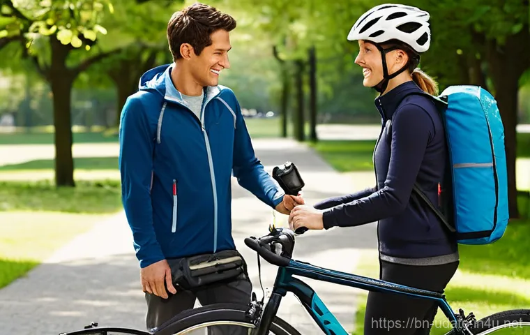 사이클링 로드 데이트 - **Prompt 1: A Serene Cycling Date through Nature**
    "A young couple, approximately in their mid-2...
